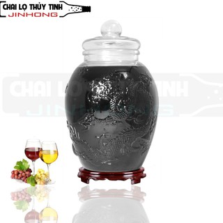 Bình ngâm rượu thuỷ tinh 6 lít rồng phụng có van và không van