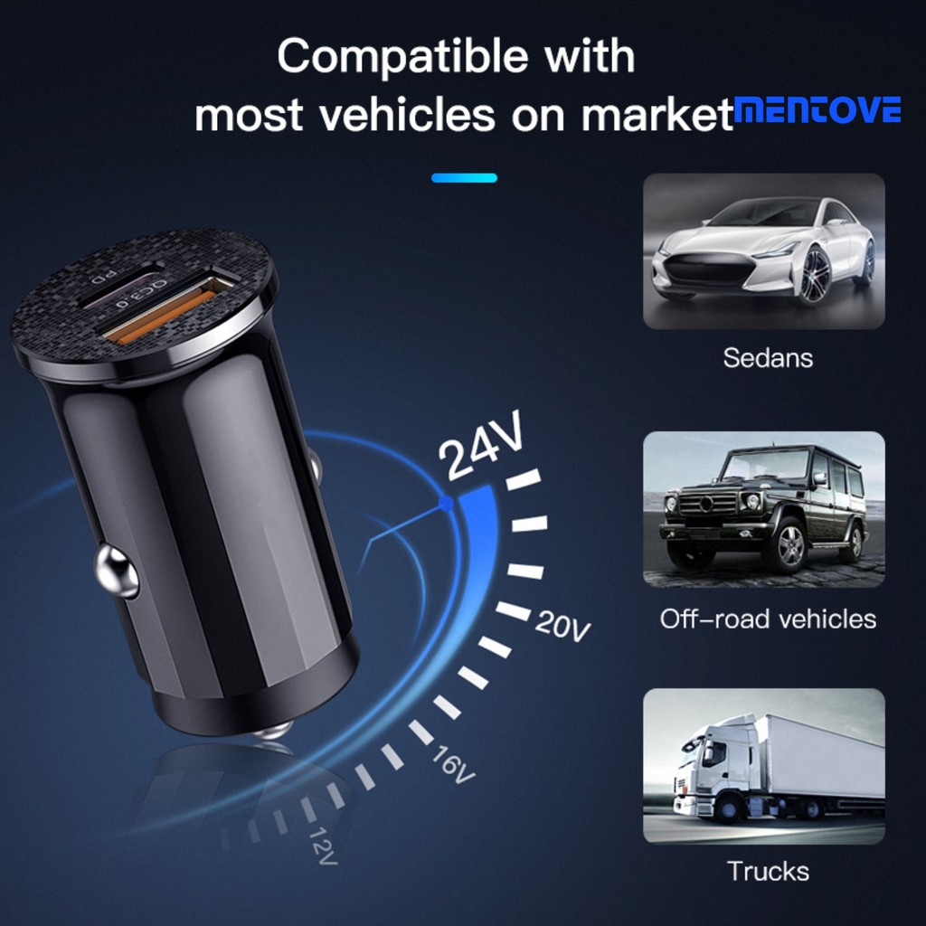 Tẩu Sạc Nhanh 48w Qc3.0 Mini Usb Type-C Pd Cho Xe Hơi