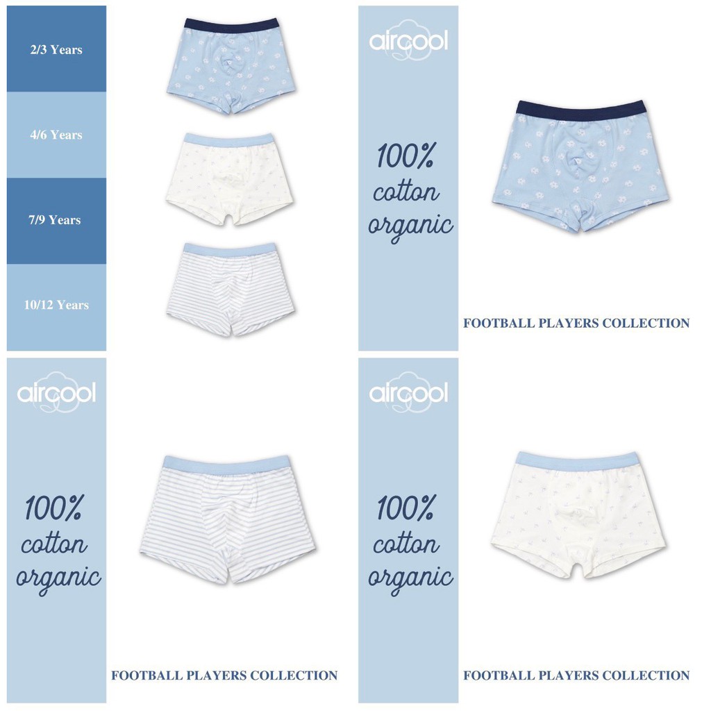 Quần lót bé trai air cool boxer, quần sịp đùi bé trai air cool set 3c, vải kháng khuẩn shop.congso