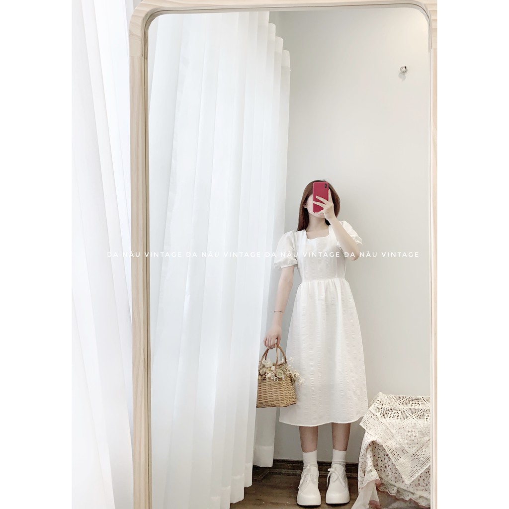 váy, đầm babydoll trắng tay bồng tiểu thư phong cách ulzzang phù hợp chụp ảnh kỉ yếu, đi chơi (ảnh thật, hàng sẵn)