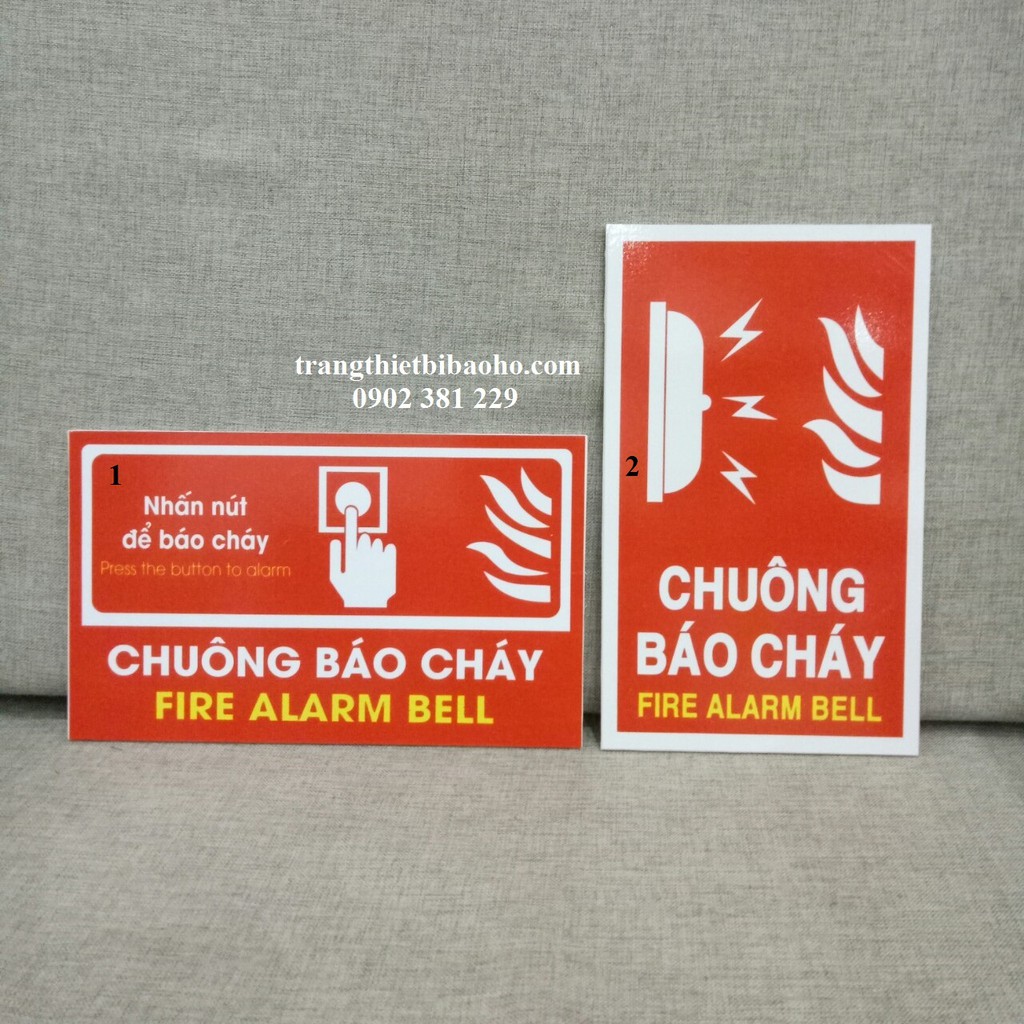 Biển báo Fomex dán decal Chuông báo cháy 15 x 25cm