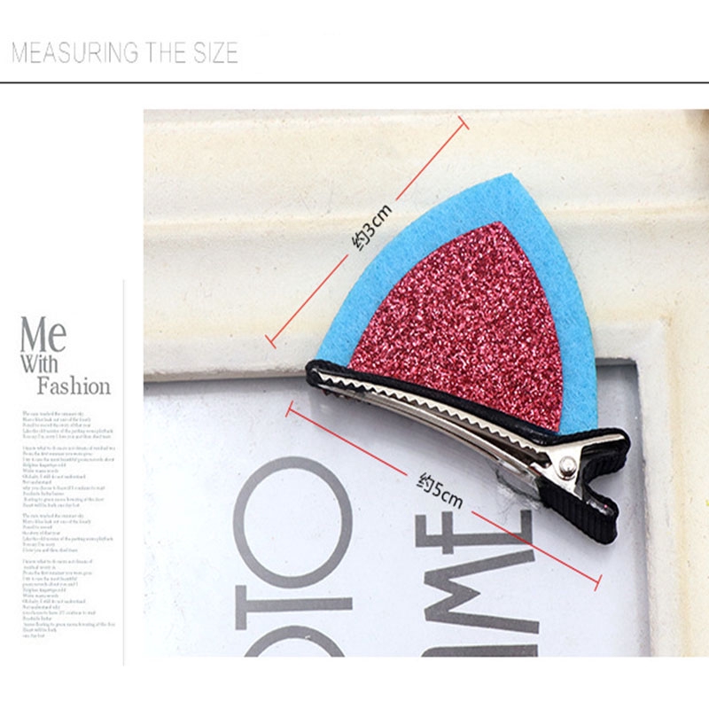 Kẹp tóc AY hình tai mèo đính kim tuyến lấp lánh đáng yêu cho nữ