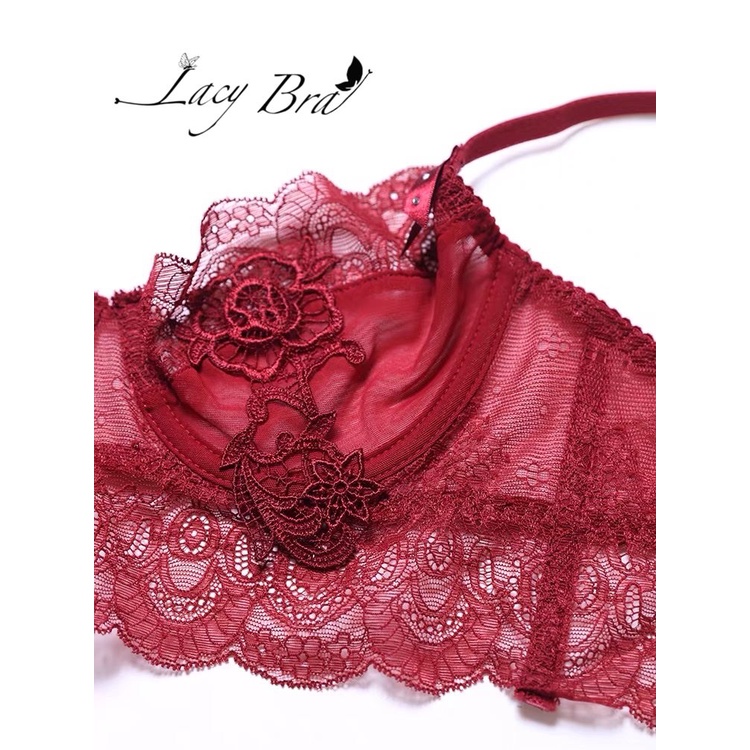 Bộ Đồ Lót Ren Hoa Không Đệm Có Gọng Nâng Ngực Phối Quần Lót Ren Cạp Cao Lacy Bra - B11 | BigBuy360 - bigbuy360.vn