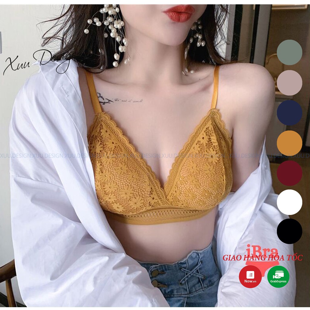Áo bra nữ ren hoa cúc, không gọng có đệm mỏng Xuu Design - BR05