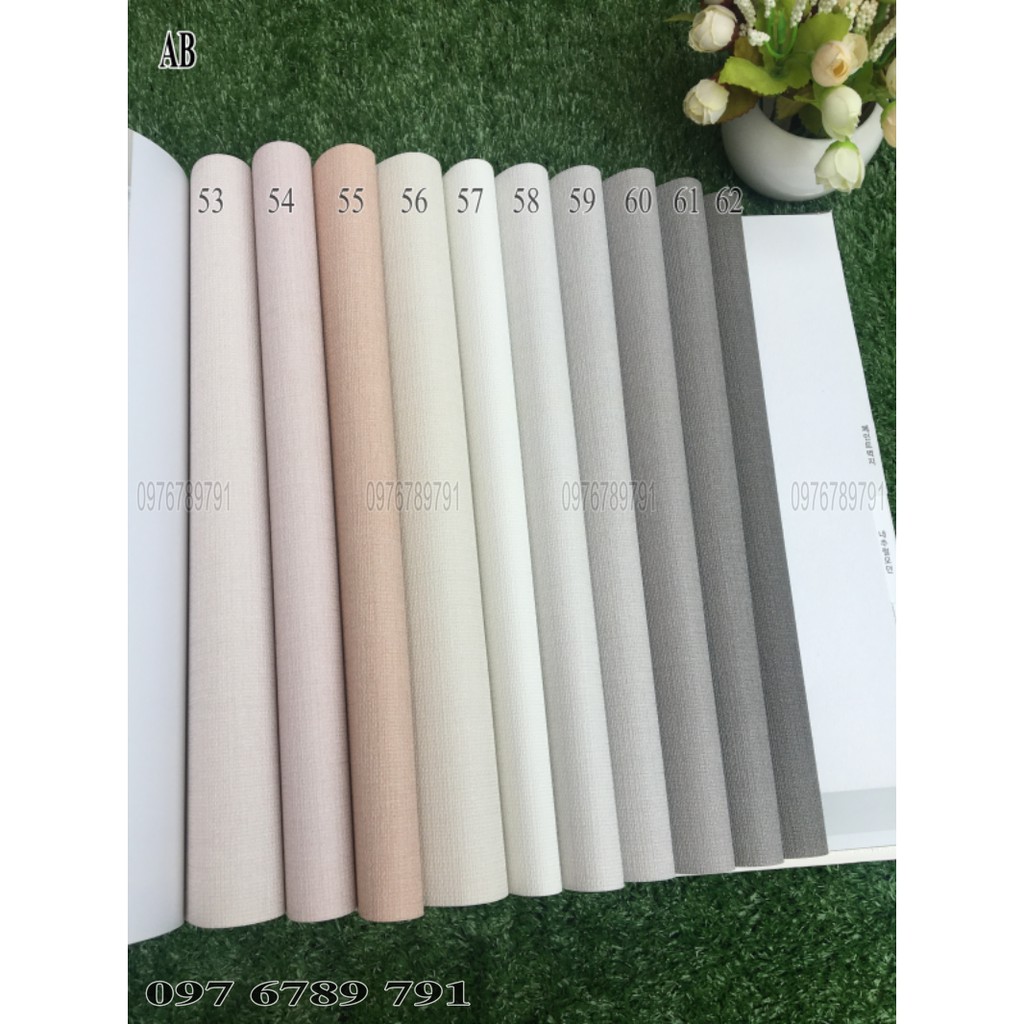 Giấy Dán Tường Hàn Quốc Cao Cấp Vân Vải Nhỏ AB Cho Phòng Ngủ Khổ 1.06m x 15.6 m Màu Hồng, Trắng, Xám