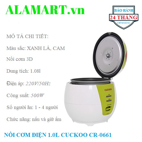 Nồi cơm điện Cuckoo 1.08 lít CR-0661