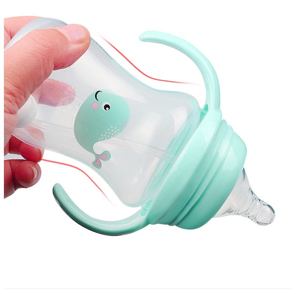 Bình Sữa Cổ Rộng Dung Tích 240ML Có Tay Cầm Chống Rơi Cho Bé