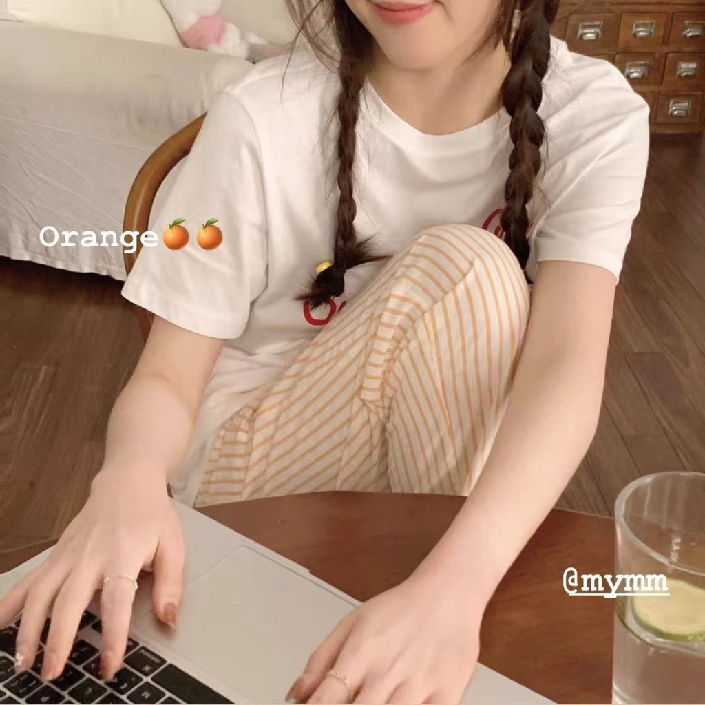 Quần Pijama Dài Kẻ Sọc Thời Trang Hàn Quốc Đơn Giản Cho Nữ