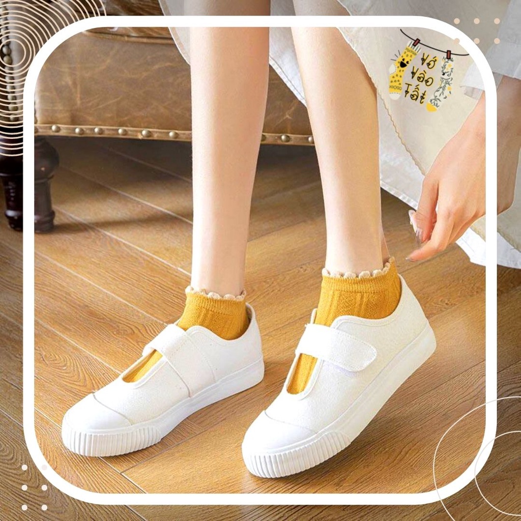 TẤT VỚ NỮ CỔ NGẮN TRƠN GÂN CÙNG MÀU NỔI DỌC