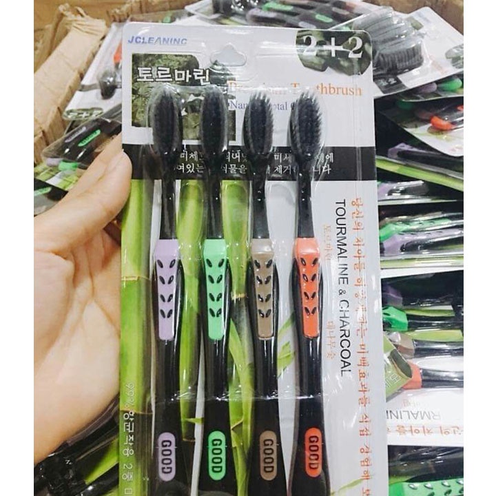 SET 4 Bàn Chải Đánh Răng Nano Than Tre Hàn Quốc [ SÉT 4 BÀN CHẢI HOẠT TÍNH ].