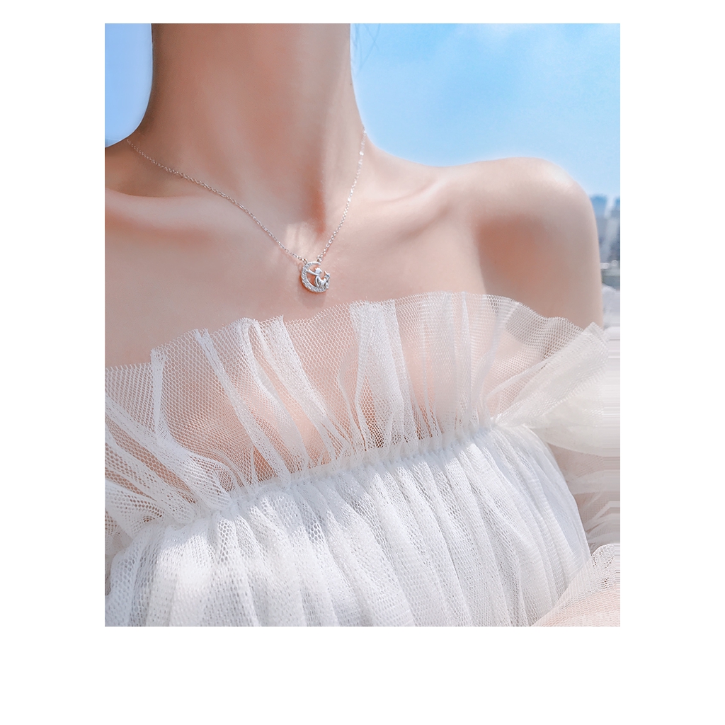 Silver 925 Beautiful Small Moon Necklace For Women
