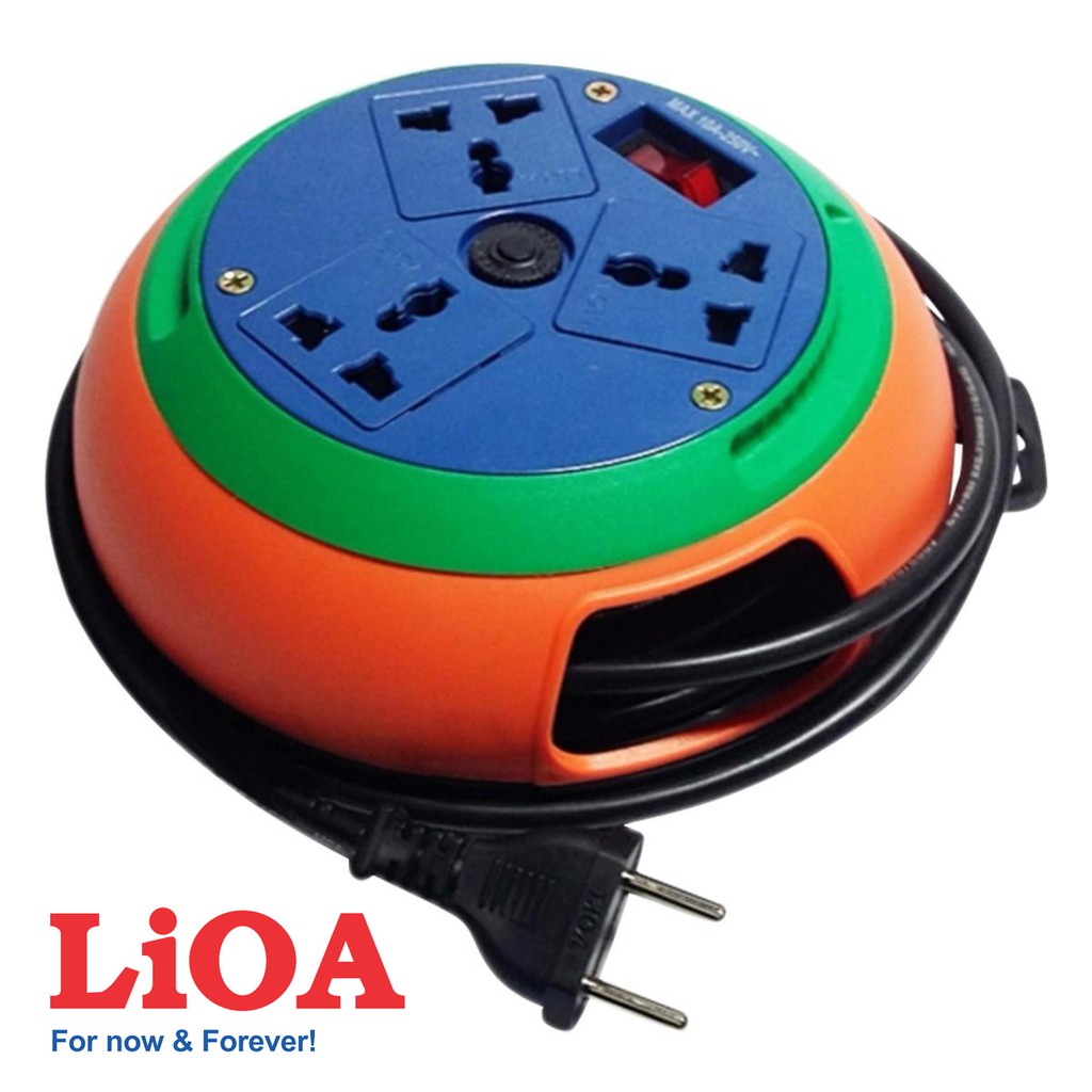 [CHÍNH HÃNG LIOA] Ổ cắm điện LIOA, 10 lỗ cắm, có công tắc, ~2000W, dây dài 3m/5m, mã: 4DN6S