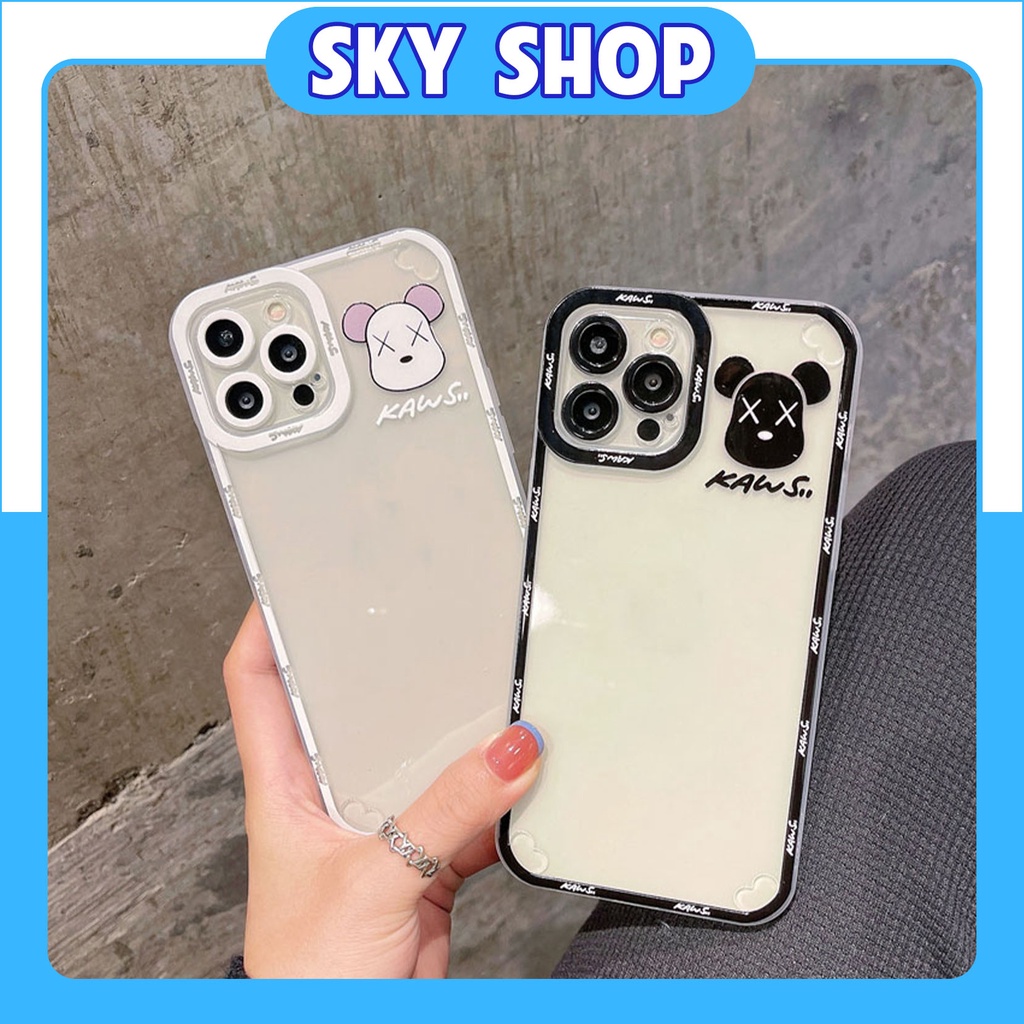 Ốp Lưng Iphone Cạnh Vuông Viền Nổi Bảo Vệ Camera Kaws Logo 6/6plus/6s/6splus/7/7plus/8plus/x/xs/11/12/pro/max