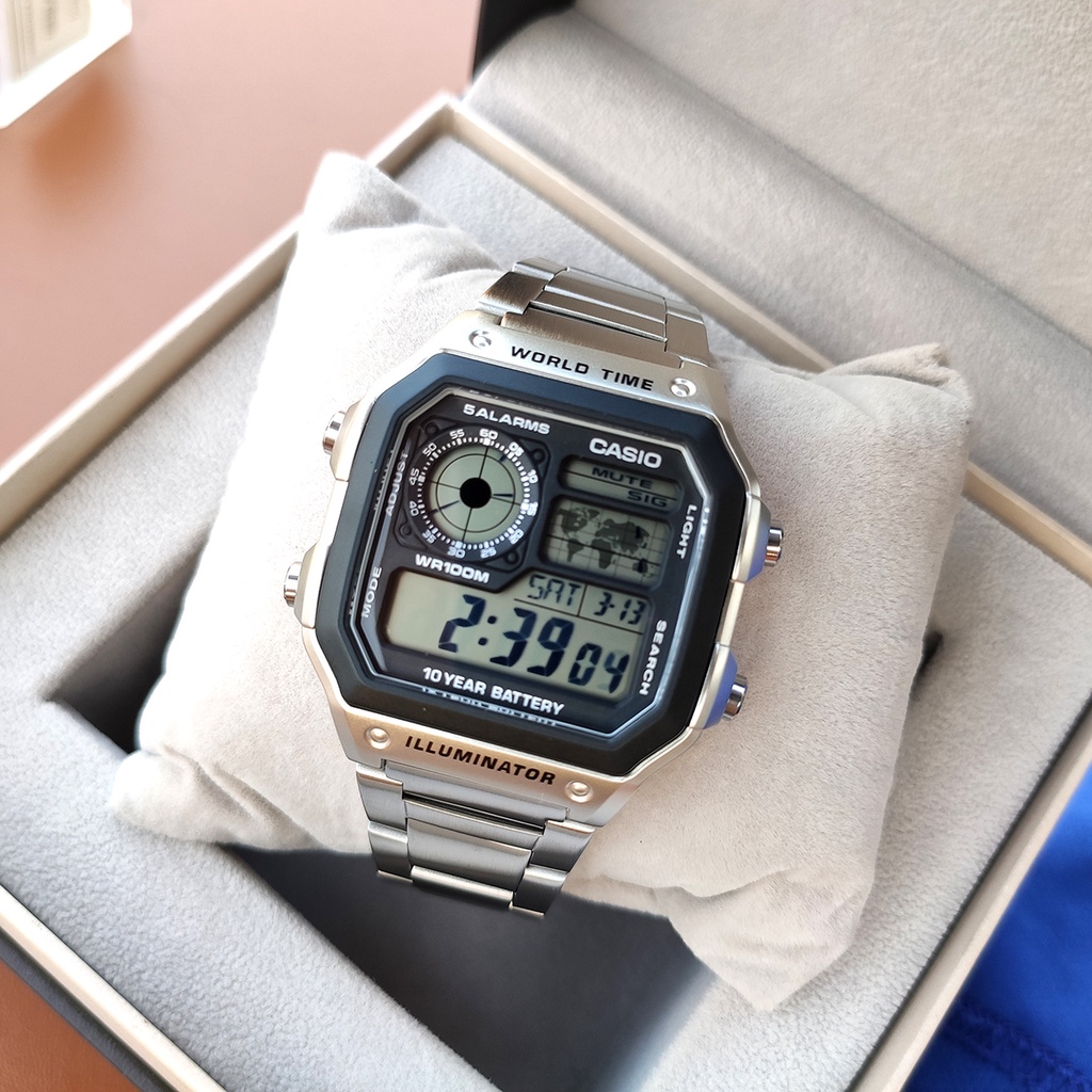 Đồng hồ nam Casio AE-1200WHD-1AVDF chống nước 100m dây đeo thép bảo hành 1 năm chính