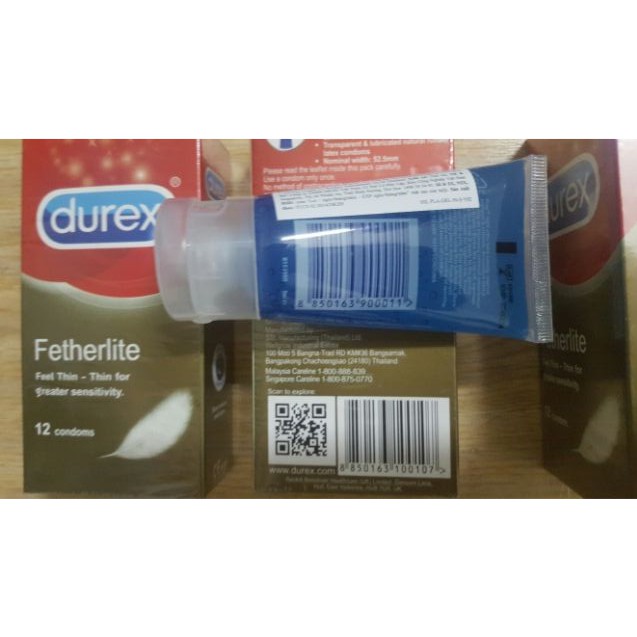 [COMBO] 3 hộp Bao cao su Durex Fertherlite TẶNG Gel Play