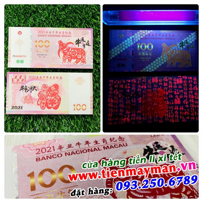 [RẺ SẬP SÀN] Tiền 100 dola macao hình con trâu 2021 tờ tiền mang màu đỏ may mắn