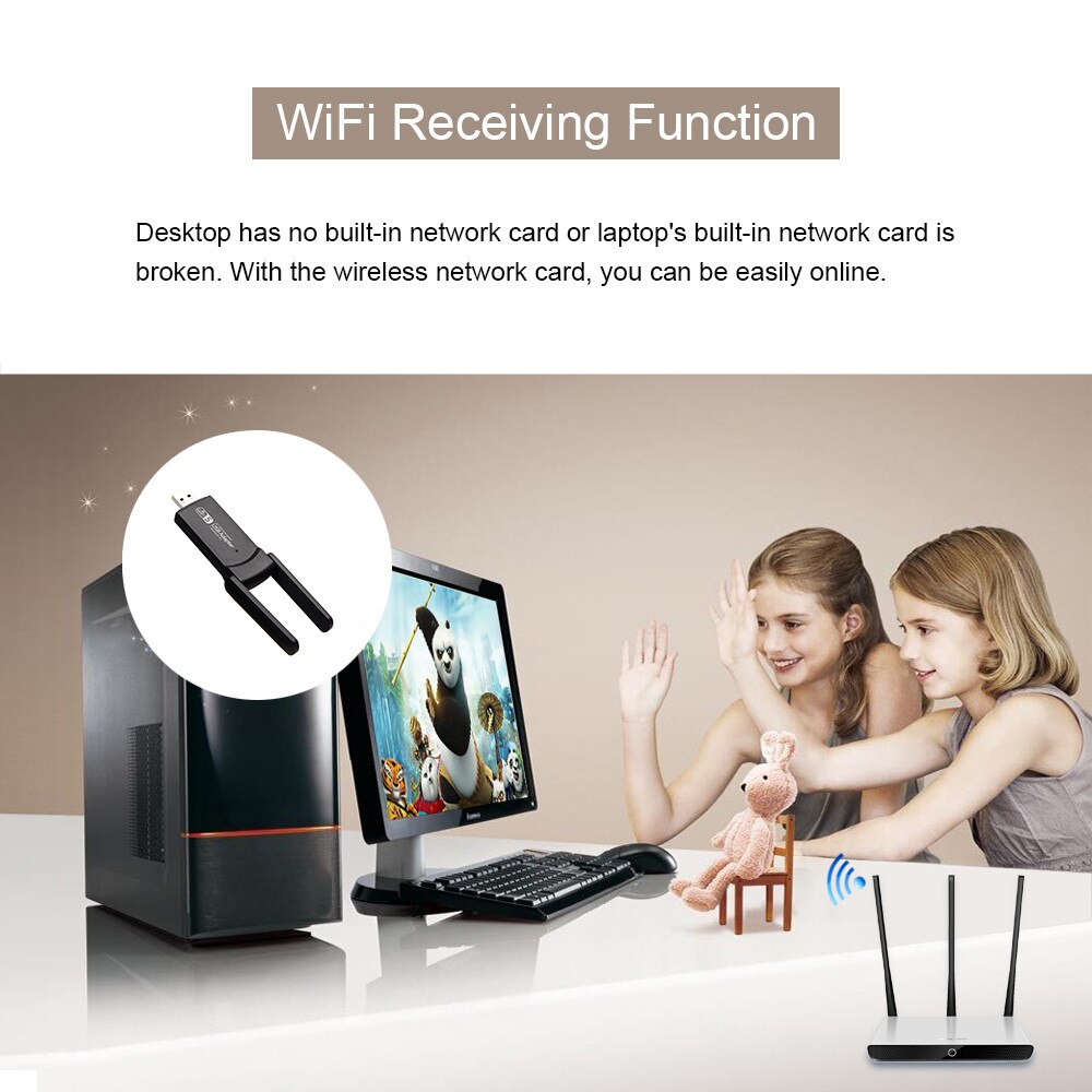 Đầu chuyển đổi dongle thẻ mạng wifi không dây AC 1300Mbps 5.8G/ 2.4G LAN USB 3.0 bluetooth 4.2 802.11ac cho laptop