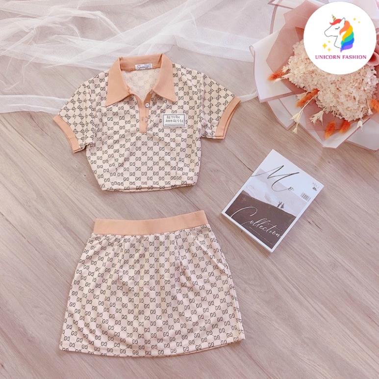 Set Áo Croptop Chân Váy Ngắn Chữ A Sọc BBR Đì Or Siêu Sang Chảnh Đen Trắng Nude DRSET5 Mys Unicorn Fashion
