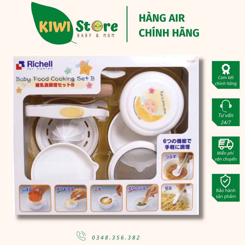 Bộ dụng cụ chế biến Richell 8 món (ăn dặm kiểu Nhật)