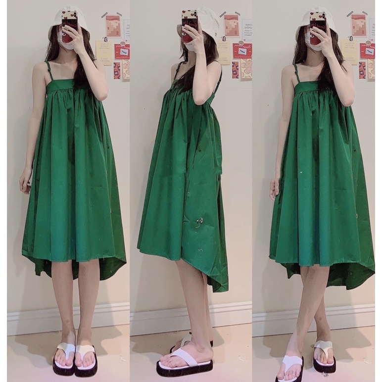 ĐẦM HAI DÂY BABYDOLL SUÔNG COLOR DRESS thiết kế form rộng xoè to style hàn quốc ullzang nhiều màu