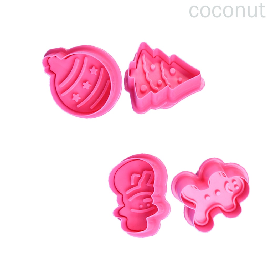 Set 4 Khuôn Cắt Làm Bánh Quy Bằng Nhựa Abs Cấp Thực Phẩm Phong Cách Giáng Sinh