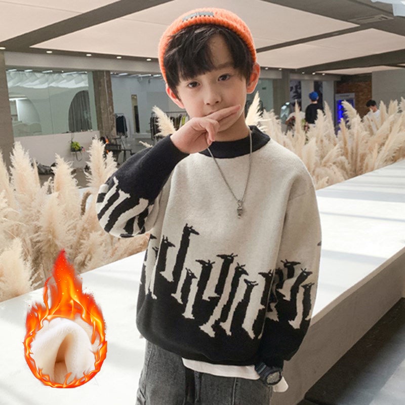 Áo Sweater Dệt Kim Chất Liệu Dày Dặn Thời Trang Thu Đông Hàn Quốc Mới 2022 Cho Bé Trai