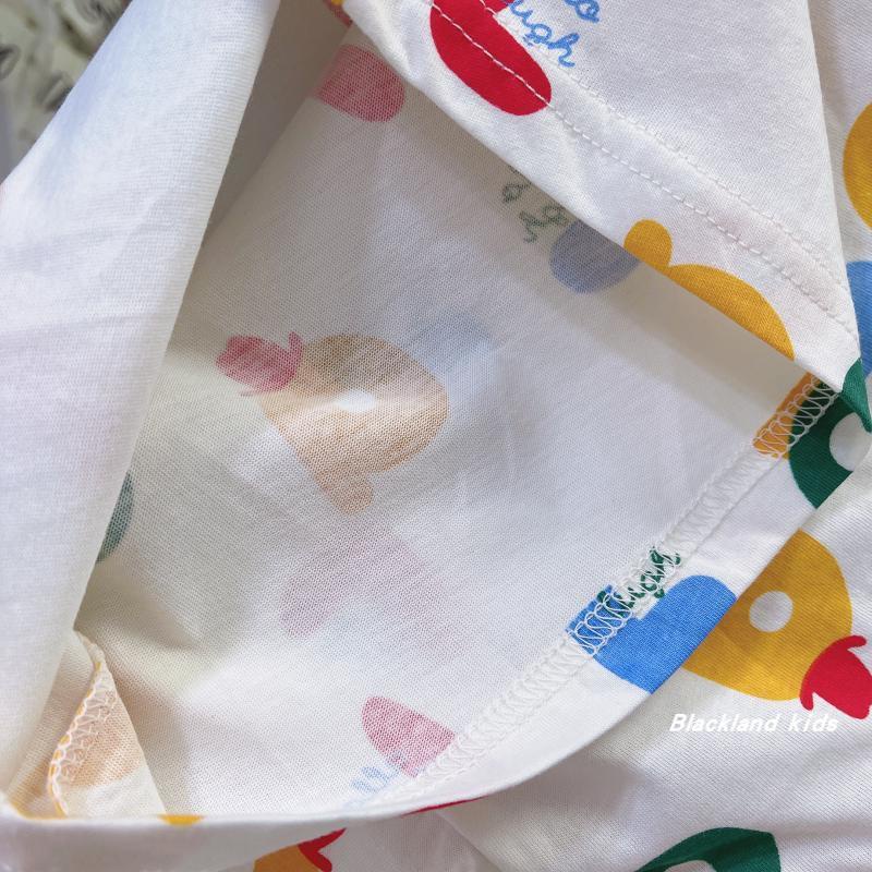 Áo Thun Cotton Tay Cộc In Chữ Hoạt Hình Phong Cách Nhật Hàn Dành Cho Bé Trai Gái 2022