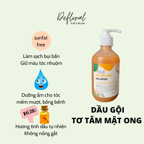 Dầu Gội Tơ Tằm Mật Ong nuôi dưỡng và phục hồi tóc hư tổn dành cho tóc tẩy nhuộm - Colour Care Shampoo DEFLORAL - 300ml
