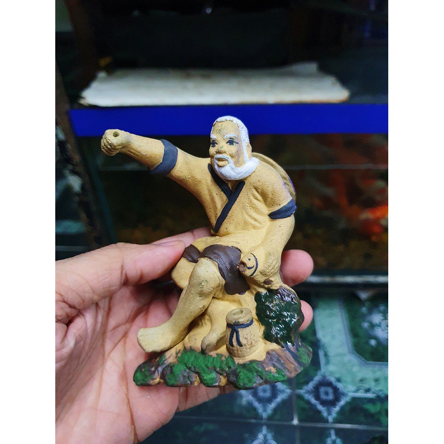 ÔNG CÂU GỐM TRANG TRÍ HỒ CÁ NON BỘ DÀI 7CM CAO 9CM