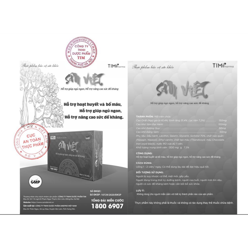 Sâm Việt - Viên uống hỗ trợ hoạt huyết, bổ máu, giúp ngủ ngon, nâng cao sức đề kháng - cvspharmacy