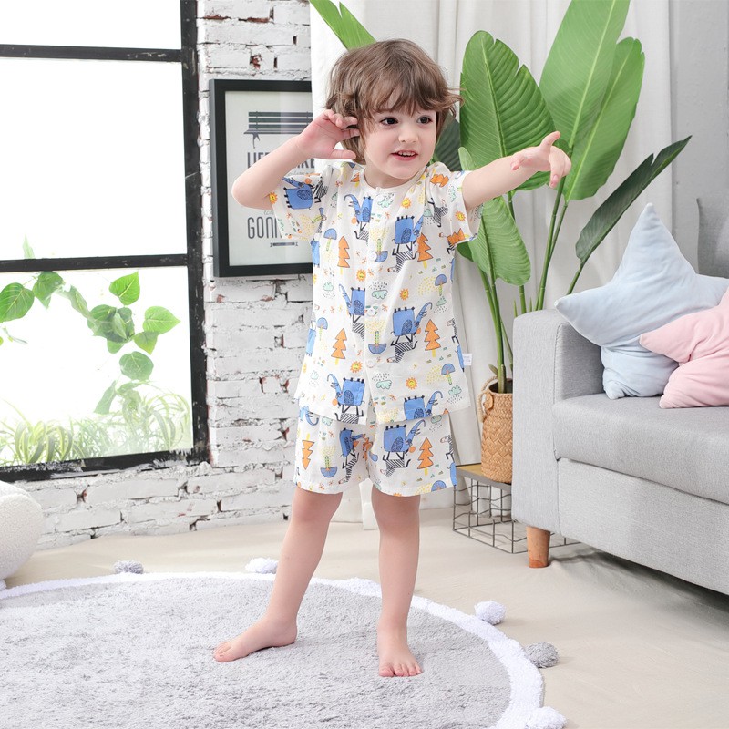 Đồ bộ cho bé gái trai Bộ cộc tay bé trai gái mùa hè xô mềm 1-4 Tuổi Cotimini
