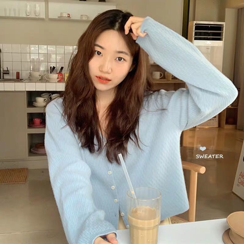 Áo Khoác Cardigan Ngắn Dệt Kim Dáng Rộng Dáng Rộng Dễ Thương Dành Cho Bạn Nữ