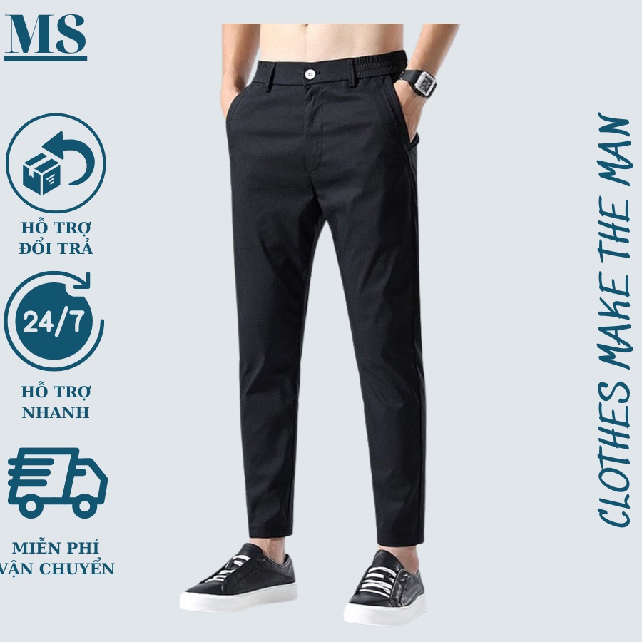 Quần đũi dài, quần cạp chun thời trang nam Menswear  dáng âu nam suông trẻ trung chất đũi thoáng khí.