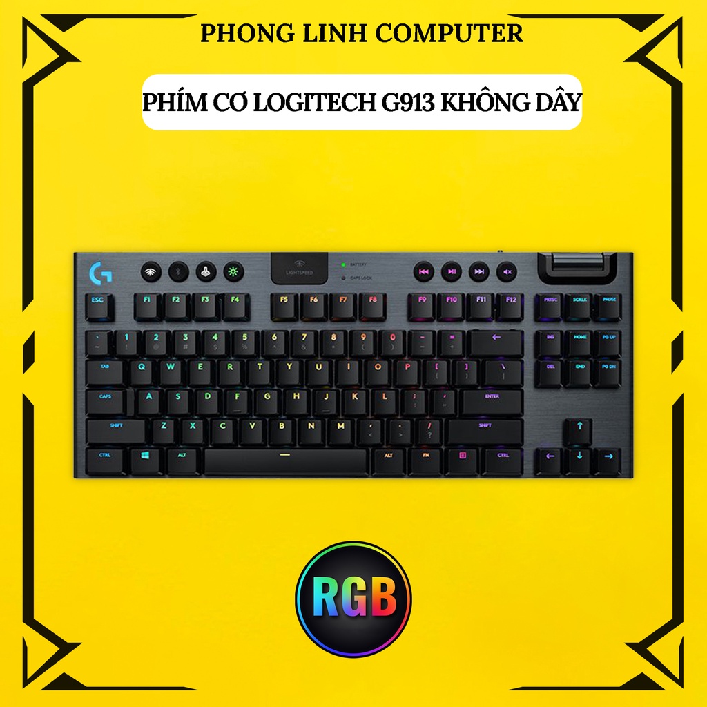 Bàn Phím Cơ Không Dây Logitech G913 TKL Lightspeed Wireless RGB 3 Loại Switch