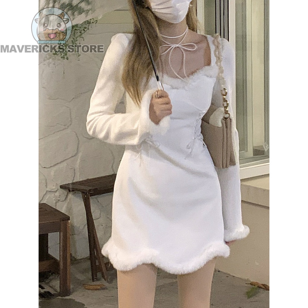 Đầm Nhung Ngắn Dáng Chữ A Thời Trang Hàn Quốc Dành Cho Nữ