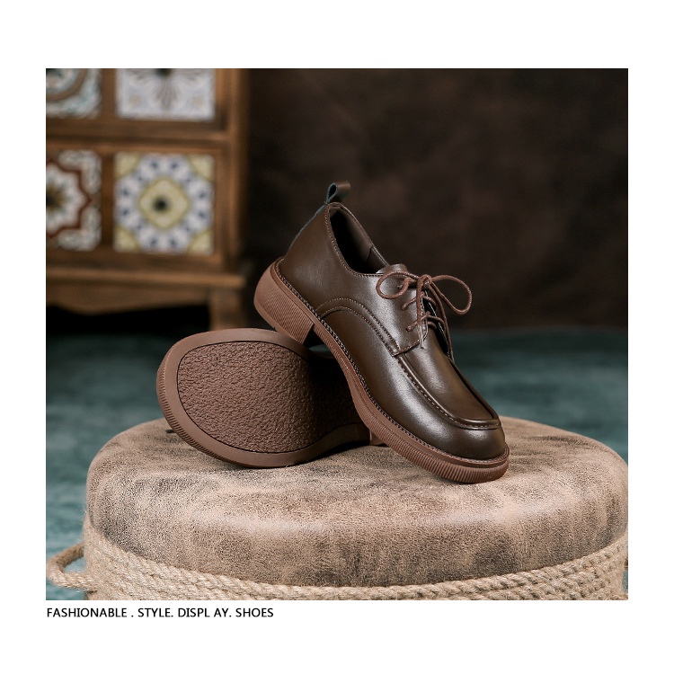Giày Da oxford Đế Mềm Phong Cách retro Anh Quốc Cho Nữ