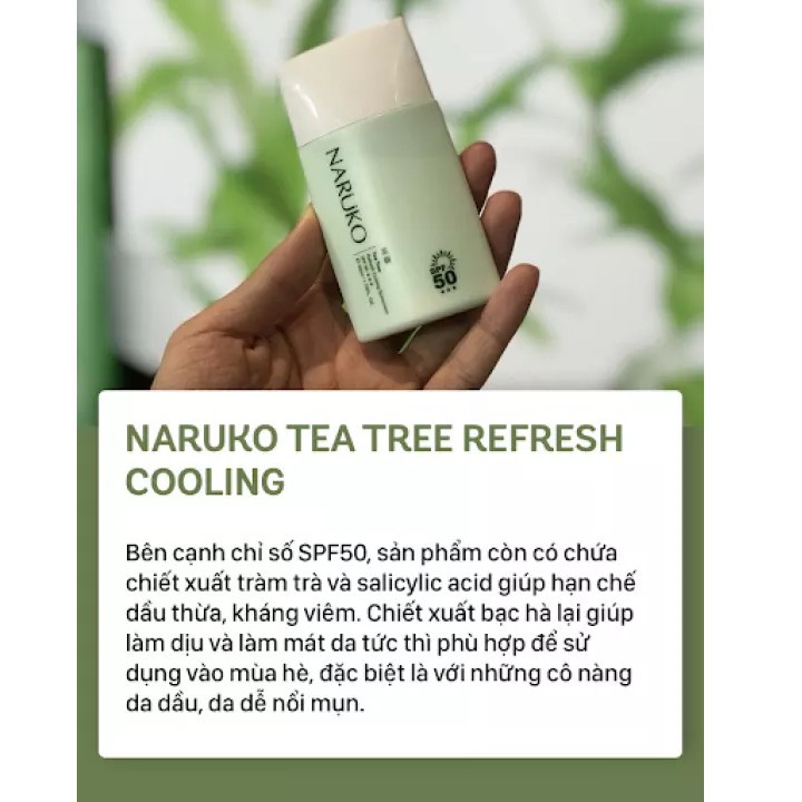 Kem Chống Nắng mát lạnh tràm trà Naruko Tea Tree Refresh Cooling Sunscreen SPF 50+++ 50ml KBeauty