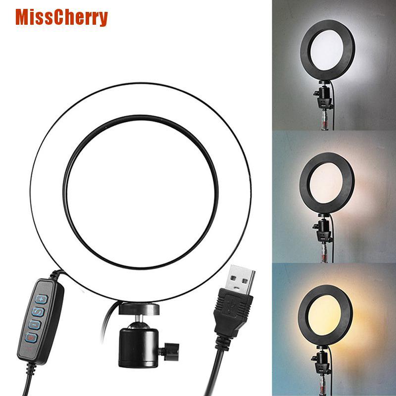 Đèn Led Tròn 6 "5500K Cổng Usb Có Thể Điều Chỉnh Độ Sáng Hỗ Trợ Quay Video / Livestream Cho Điện Thoại