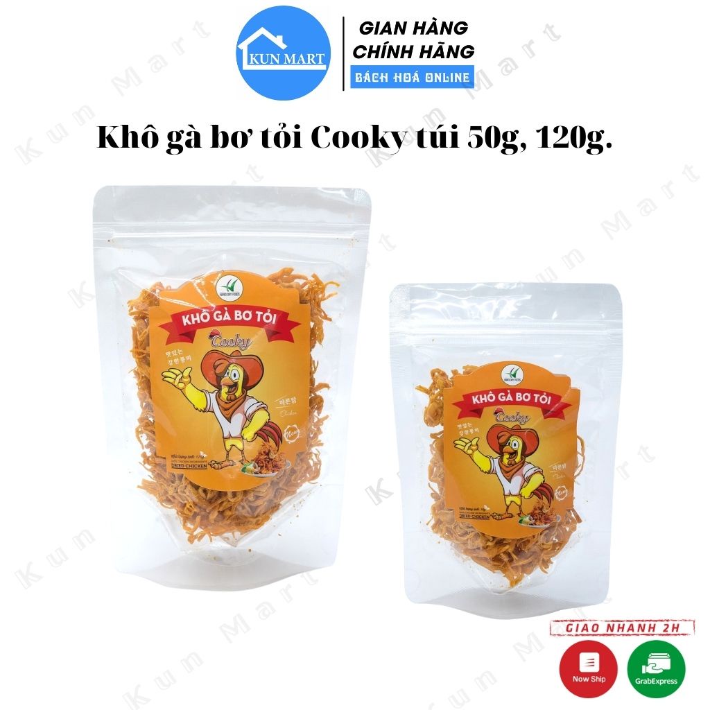 Khô gà  Khô gà bơ tỏi Cooky thơm ngon hấp dẫn túi (50g,120g).