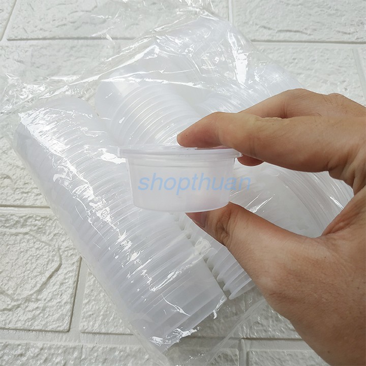 50 Hủ nhựa đựng sốt có nắp đậy - hộp nhựa đựng flan, sốt, nước chấm 30ml/ 50ml
