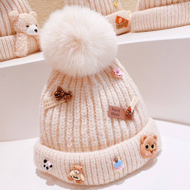 Mũ Len Beanie Họa Tiết Hoạt Hình Dễ Thương Cho Bé