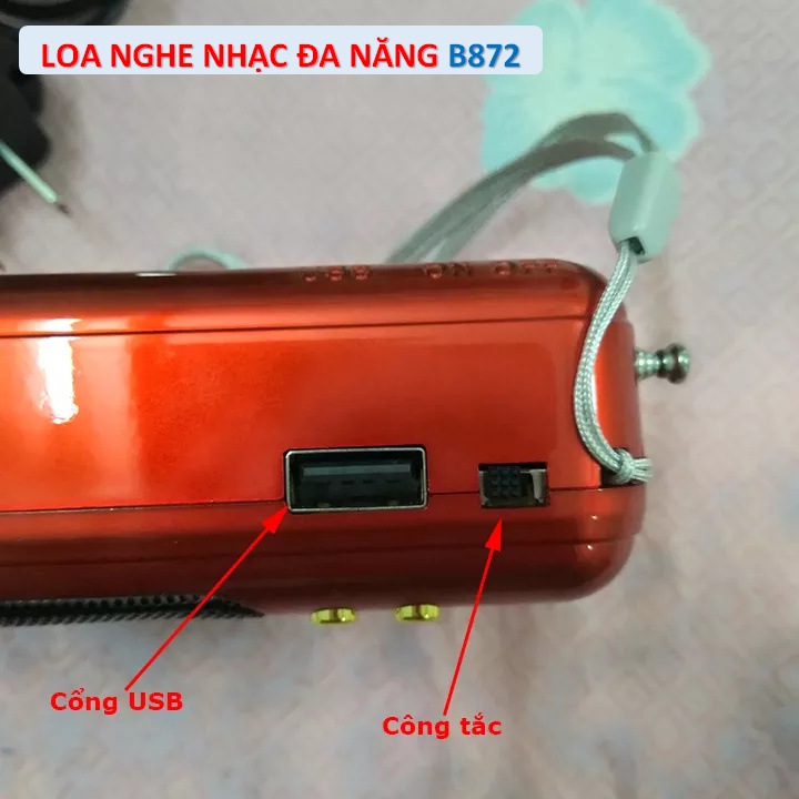 Loa máy nghe nhạc BKK B872 mp3 mini đa năng nghe pháp kinh phật đài fm đọc thẻ nhớ - pin sạc được, 3W