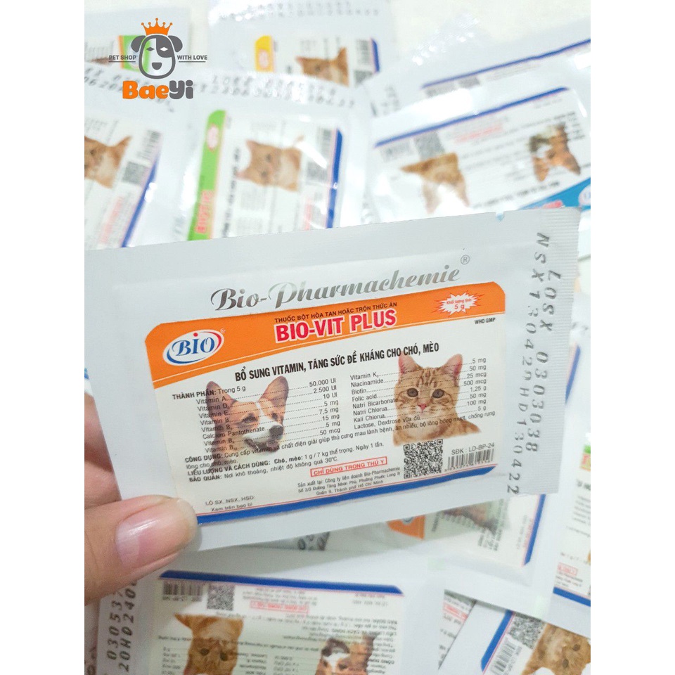 Vitamin, tăng sức đề kháng cho chó mèo BIO-VIT PLUS 5g  - BaeYi Petshop