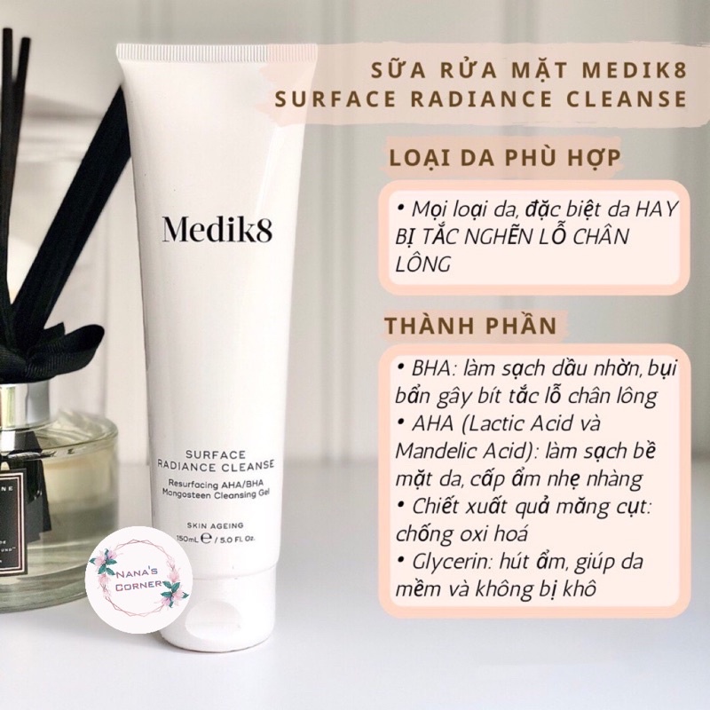 Sữa Rửa Mặt Surface Radiance Cleanse Medik8