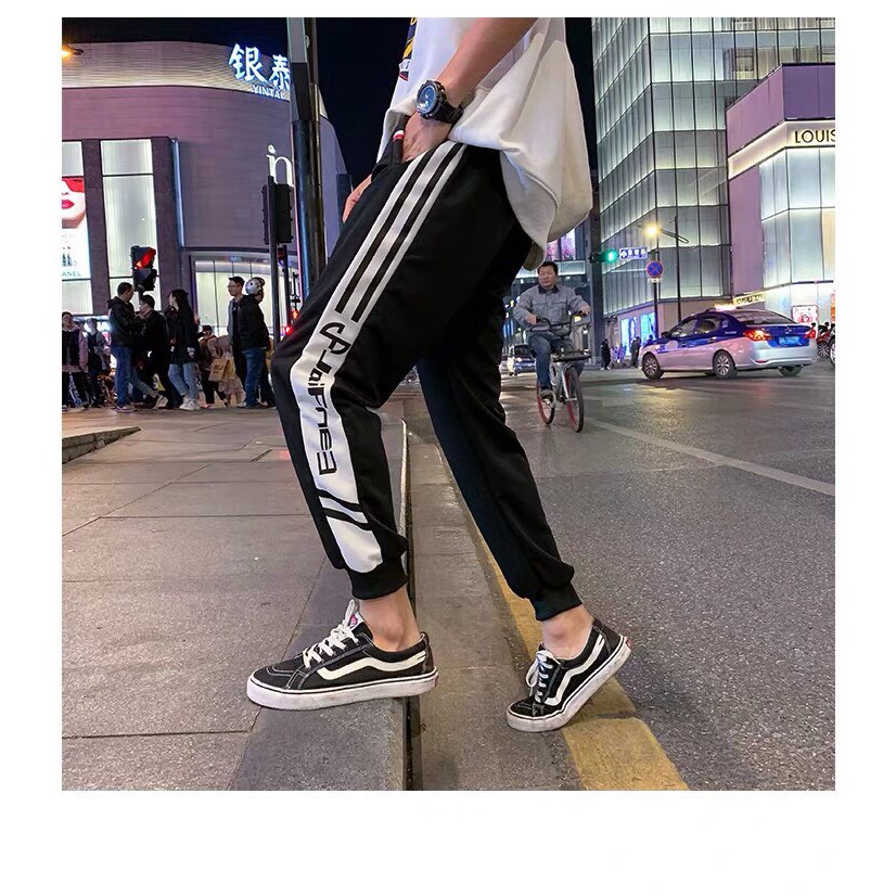 [Freeship] Quần Jogger Sọc Hai Bên Phối Chữ Hắc Não