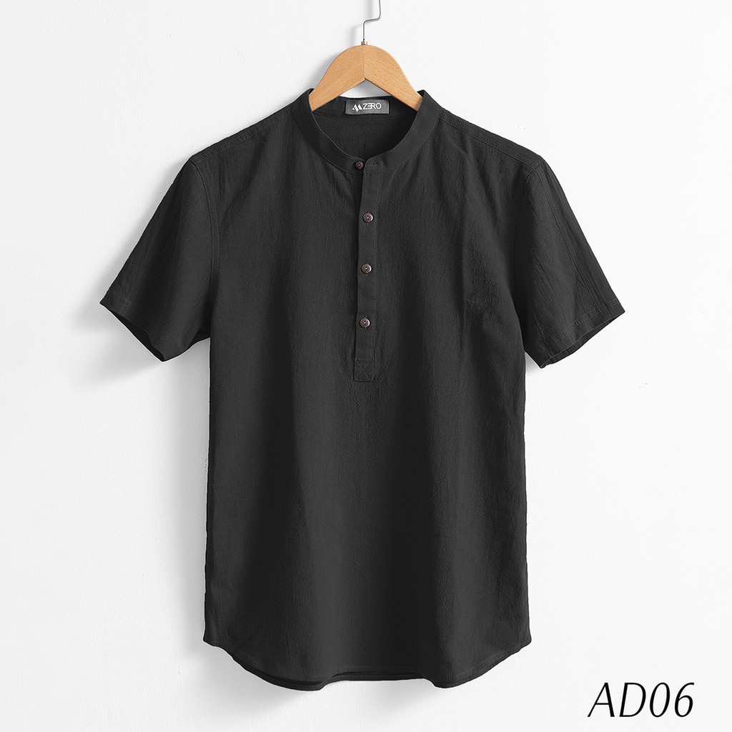 Áo sơ mi đũi tay ngắn cổ tàu cách điệu 4 cúc cổ, áo sơ mi ngắn tay vải đũi linen siêu mát - SMND