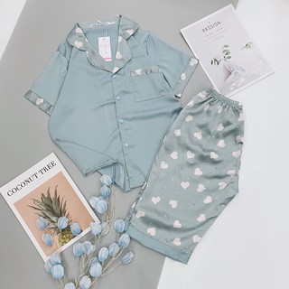 Đồ bộ Pijama lửng Hàn Quốc mặc nhà, chất liệu lụa latin mềm mịn, cực đẹp.
