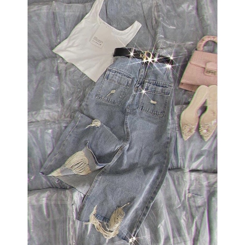 Chân váy jean xẻ rách | BigBuy360 - bigbuy360.vn