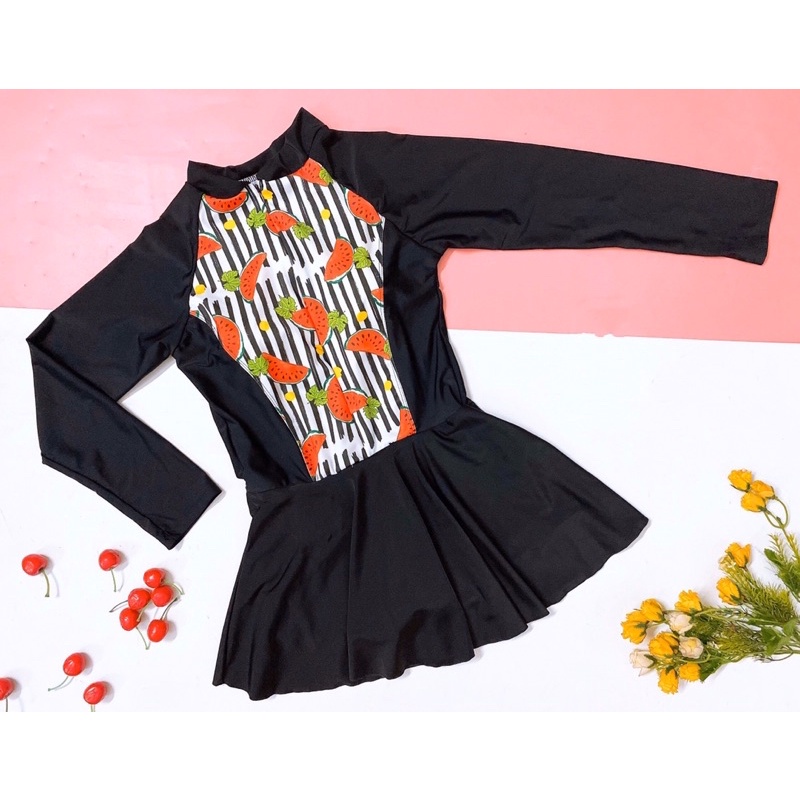 Váy Bơi Liền Thân Nữ Tay Dài (Nhiều Mẫu -Free size 40-60 ký)