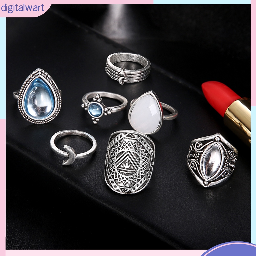 Set 7 nhẫn đeo khớp ngón tay phong cách retro